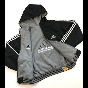 VINTAGE ADIDAS PUFFER JACKET HOODIE MEDIUM M BLACK